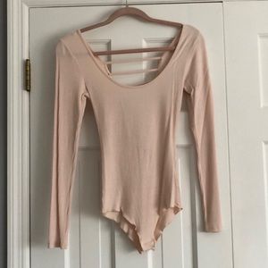 LF long sleeve light pink ribbed body suit